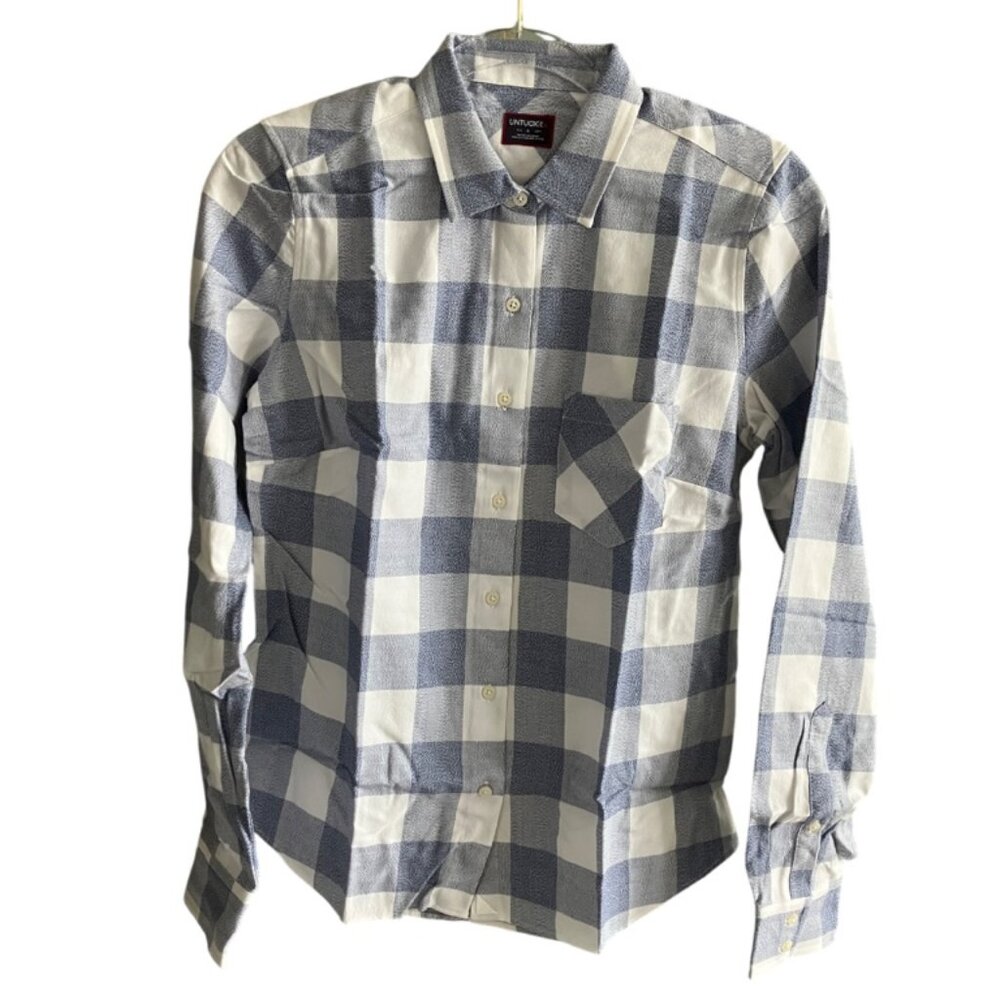 UNTUCKit Size 4 Shirt Volnay Blue White Button Up Long sleeve S Small